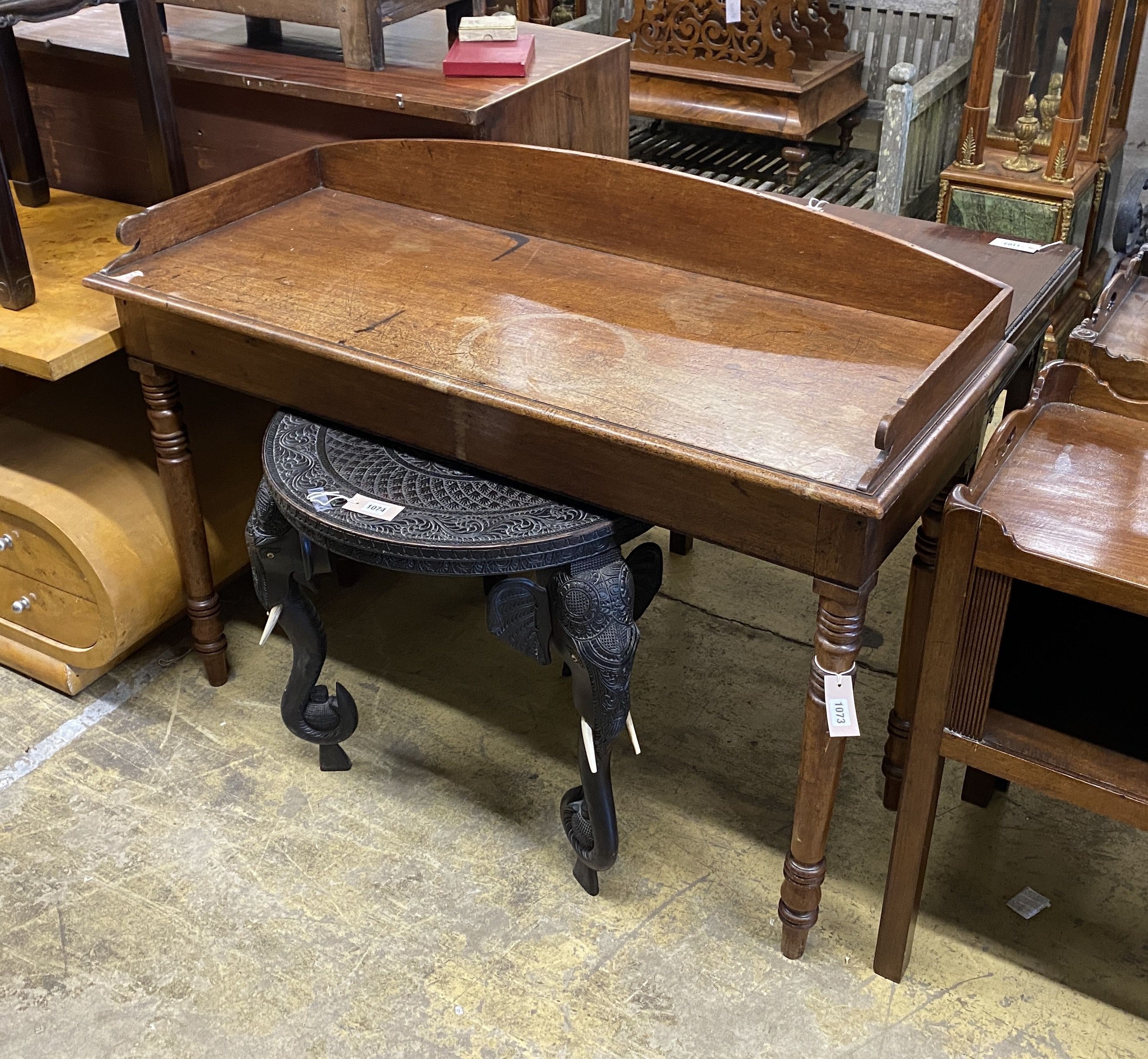 A Victorian mahogany console table, width 122cm, depth 47cm, height 94cm